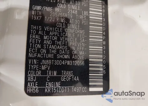 2023 Nissan Rogue Platinum Intelligent Awd из США, поврежденный, VIN JN8BT3DD4PW312056